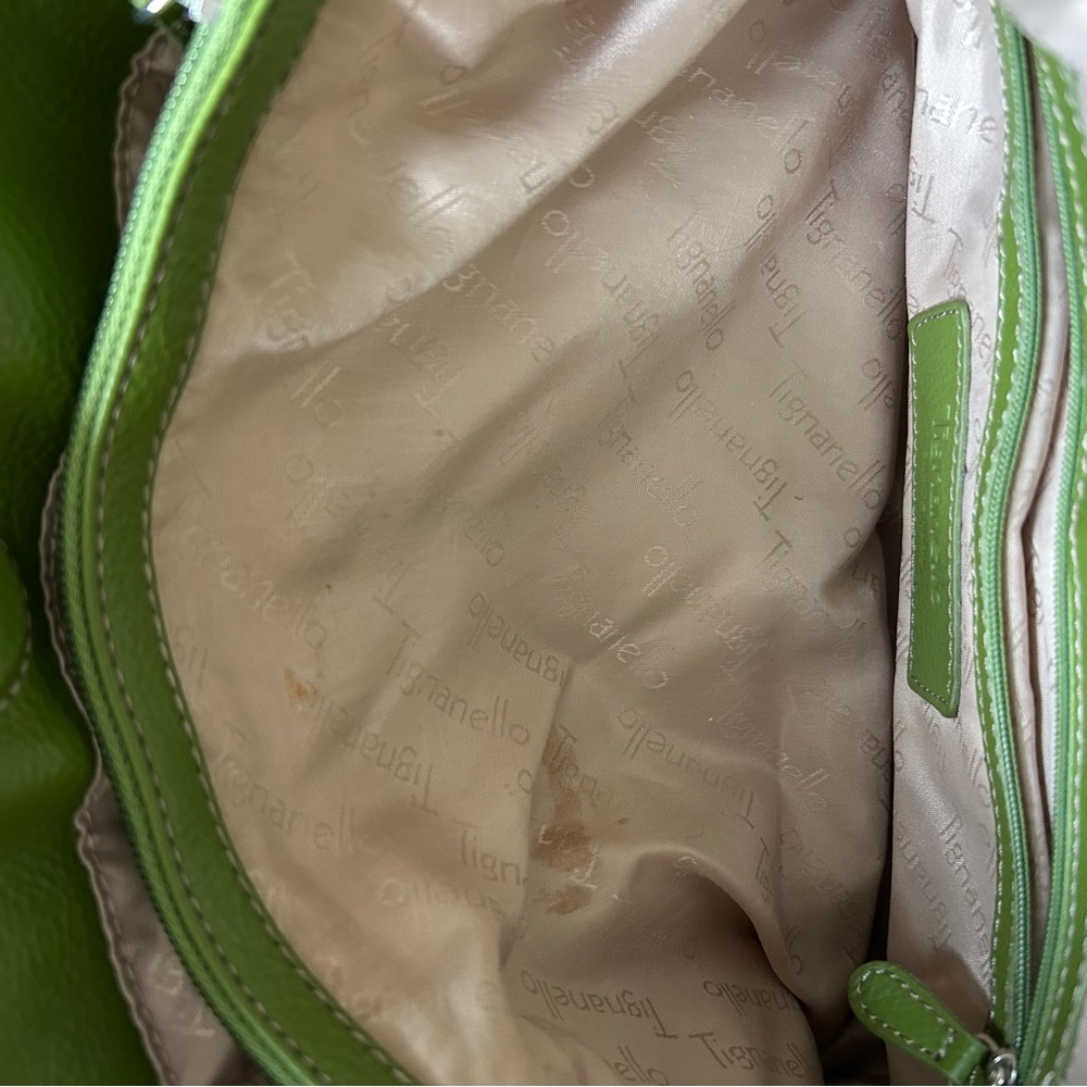 Tignanello green leather shoulder bag satchel purse - Picture 12 of 16